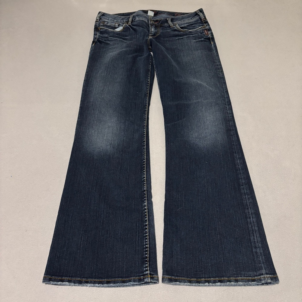Silver Jeans Toni Womens Mid Rise Flare 34x33 Dark Wash Denim Jeans Casual